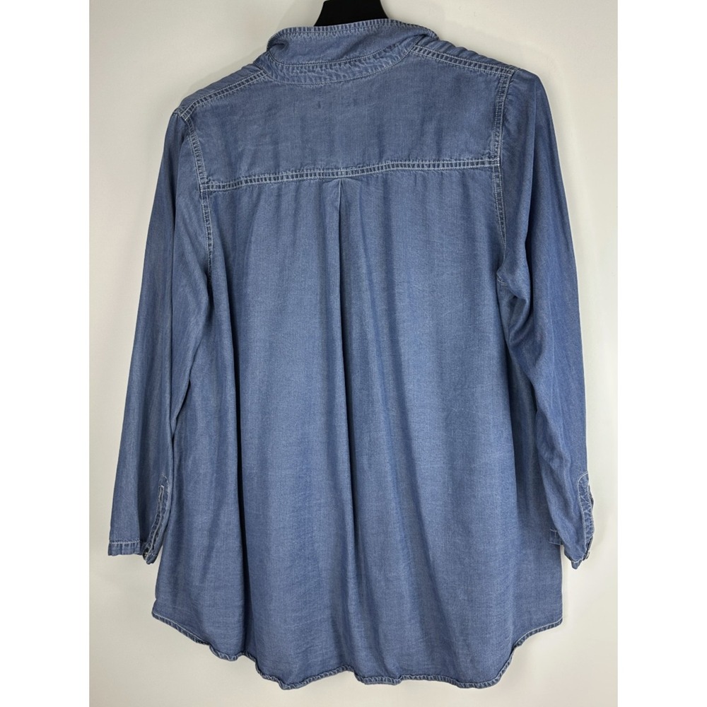 Stella Carakasi Prime Time Tunic in Denim Blue Laglenlook LS Button Up Size XL - Picture 11 of 16
